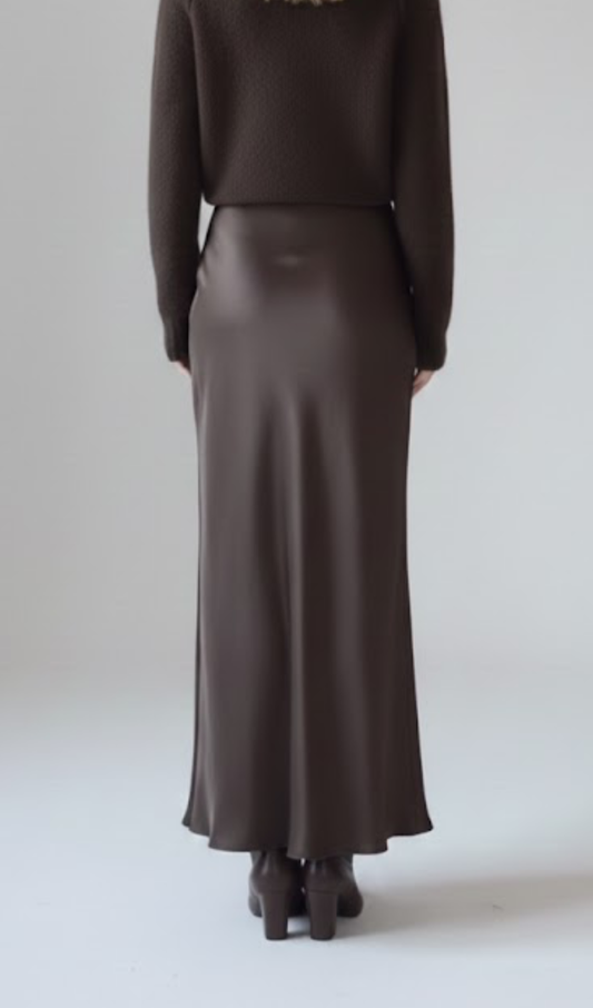 Satin Skirt Brown