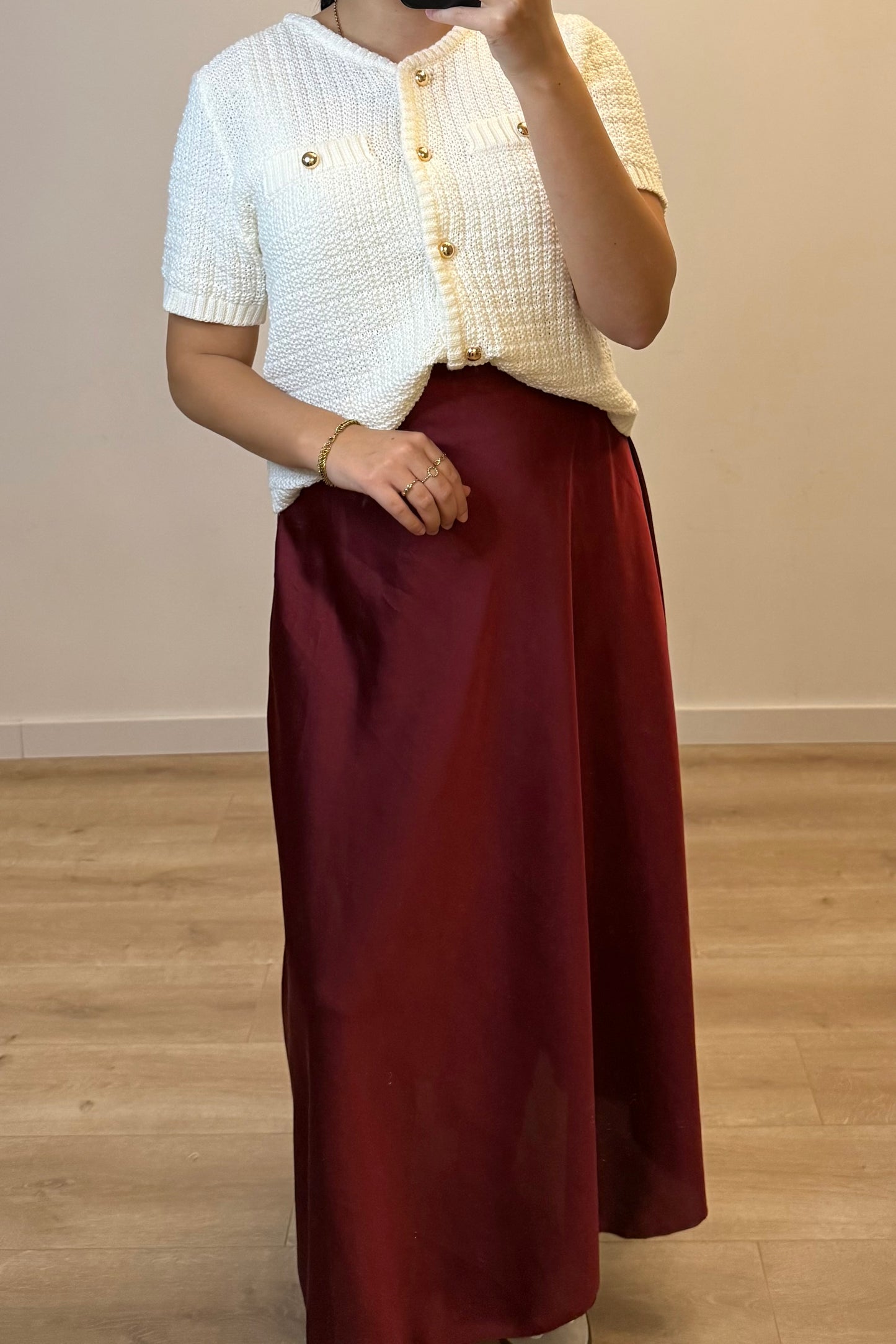 Satin Skirt Burgundy