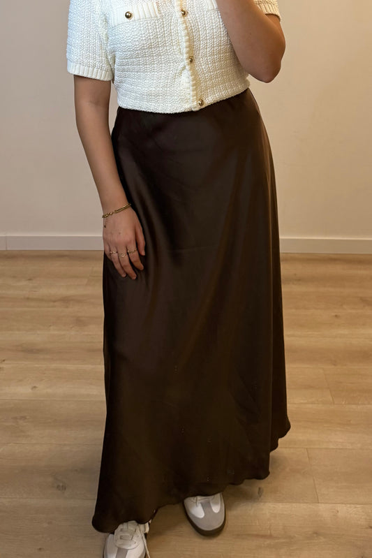 Satin Skirt Brown
