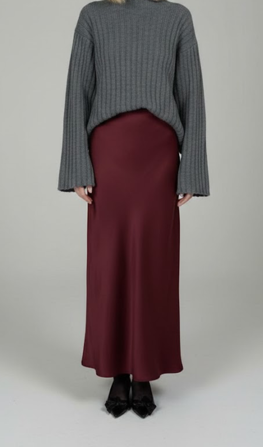 Satin Skirt Burgundy