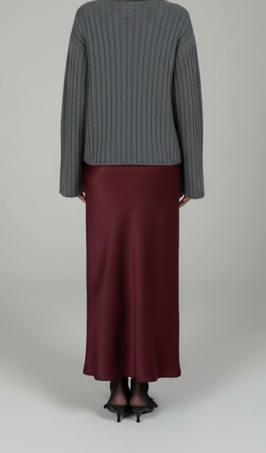 Satin Skirt Burgundy