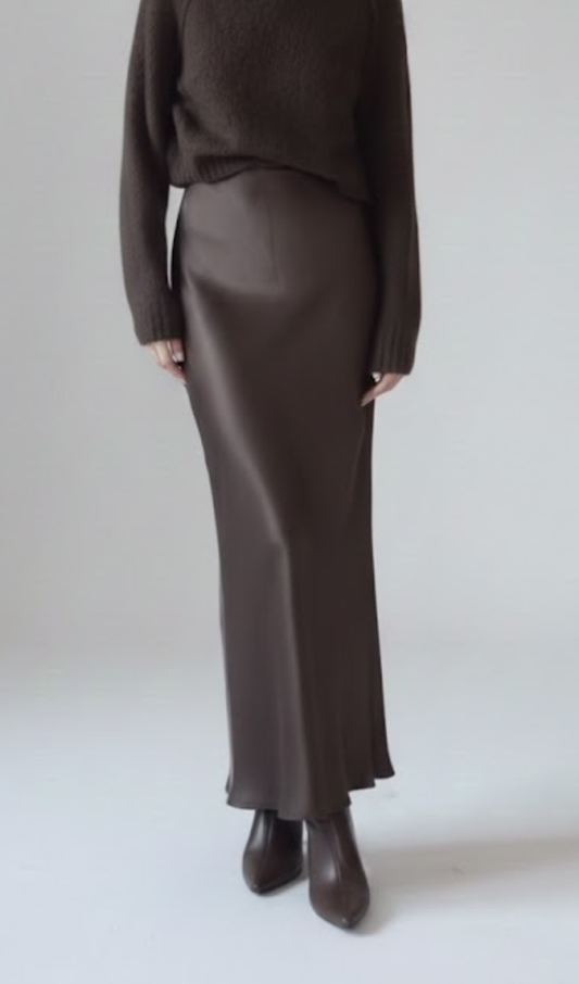 Satin Skirt Brown