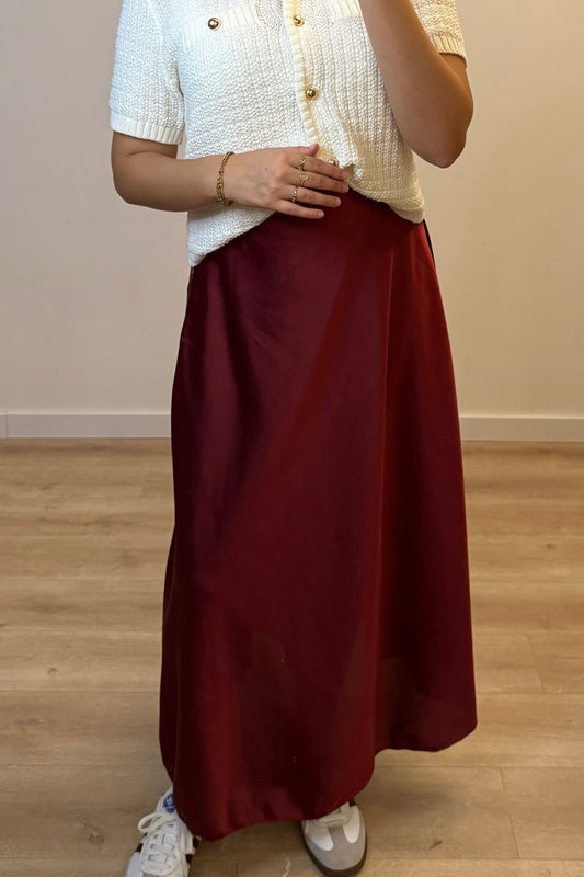 Satin Skirt Burgundy
